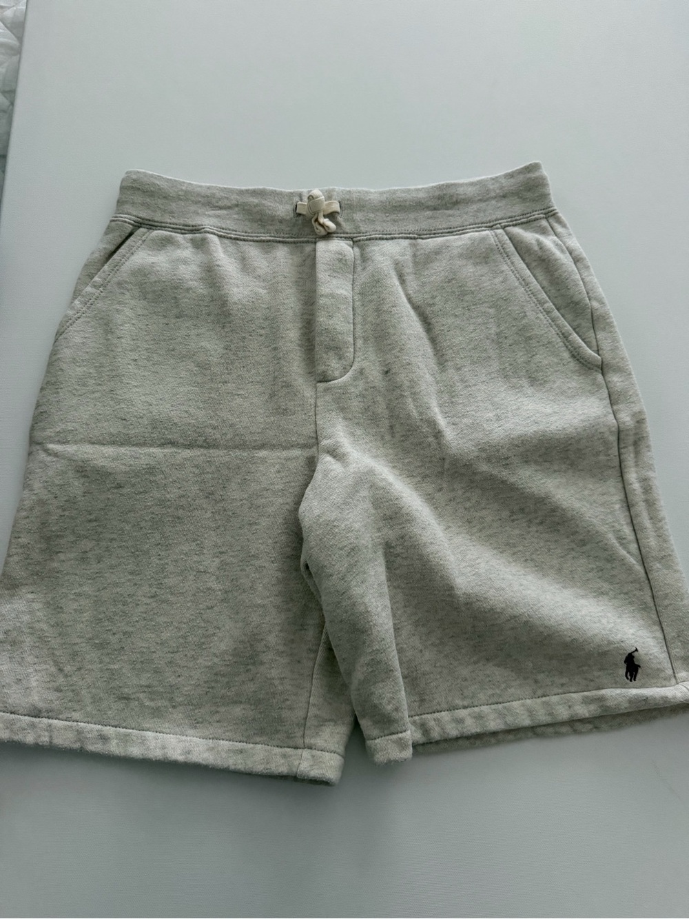 Boys Polo by Ralph Lauren Heather Gray Terry Drawstring Athletic Shorts
